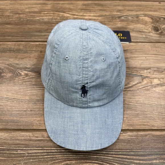 Polo Ralph Lauren Cotton Chambray Twill Ball Cap Hat Cotton Denim Blue NEW